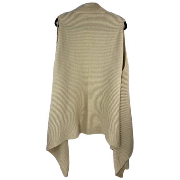 LOFT NWT Ribbed Waterfall Open Front Sweater Vest Oatmeal One Size Fits Most - Picture 11 of 12
